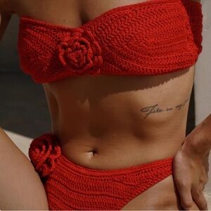 Crochet SET (Top and Bottom) Meshki Valencia Rose Bikini Set. XS size. Like New